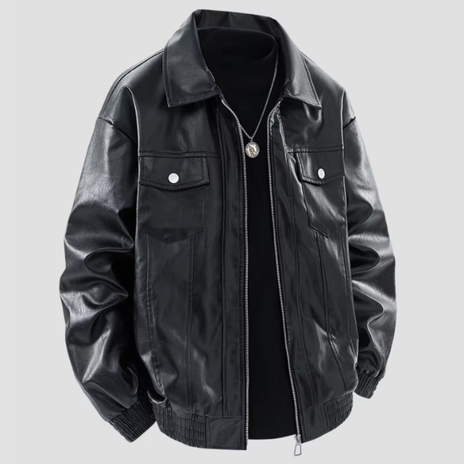 Wholesale 2 Pcs of Mens Autumn Pilot Motorcycle Loose Leather Jacket