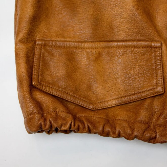 Classic Vintage Brown Outerwear PU Premium Leather Bomber Jacket