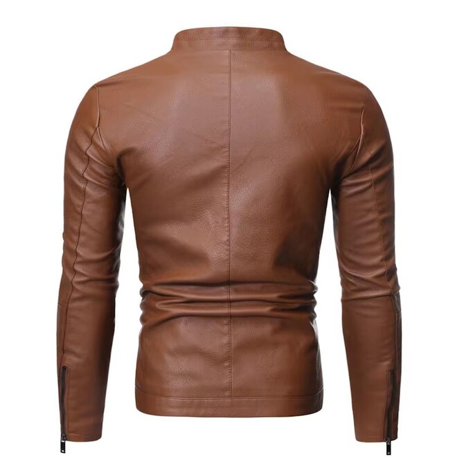 Wholesale 2 Pcs of Autumn Youth Fashionable Comfortable Mens Slim Leather Jackets