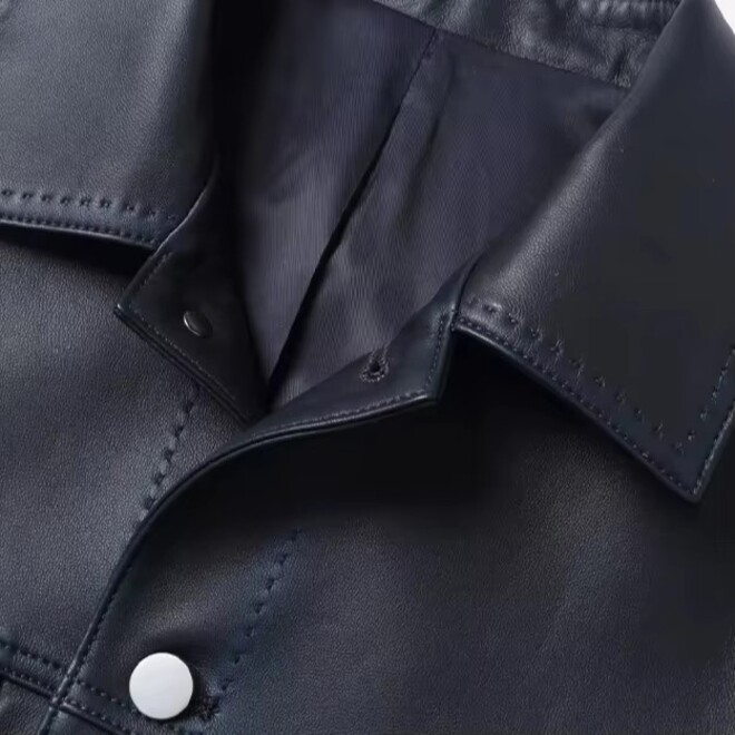 Casual Mens Sheepskin Leather Bomber Jacket