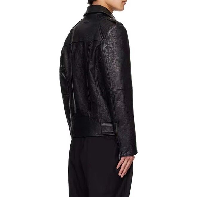 Mens Autumn Nice Work Manship Black Biker Leather Jacket