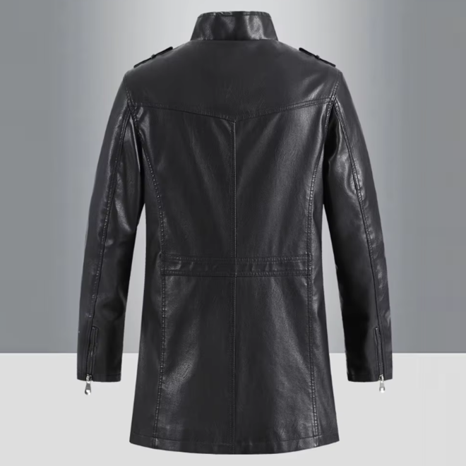 Autumn Mens Leather Jacket with Stand Collar