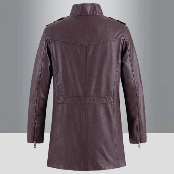 Autumn Mens Leather Jacket with Stand Collar
