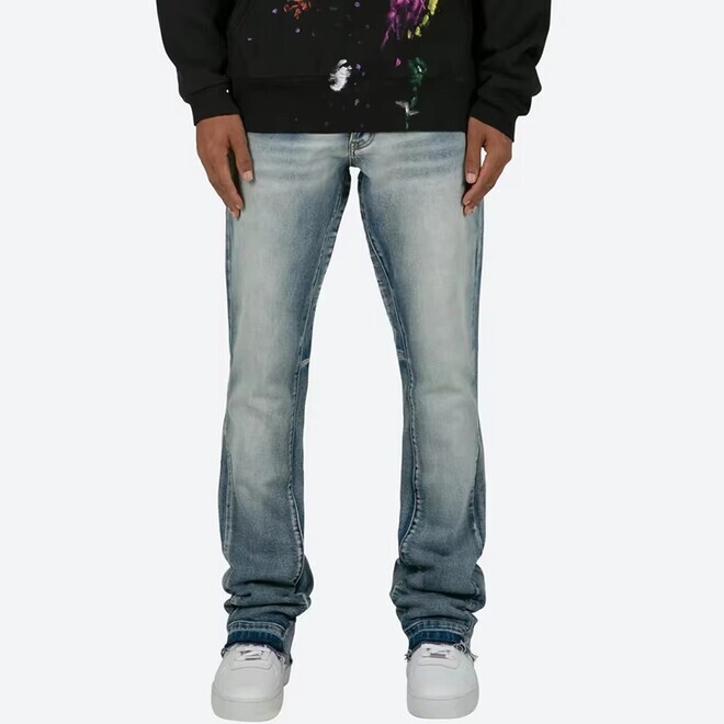 Mens Patchwork Loose Hip Hop Denim Pants