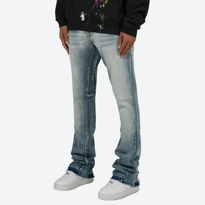 Mens Patchwork Loose Hip Hop Denim Pants