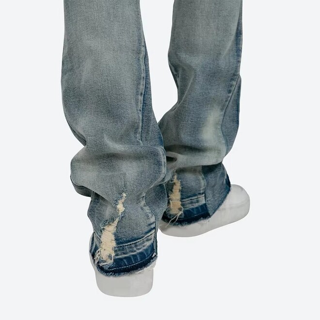 Mens Patchwork Loose Hip Hop Denim Pants