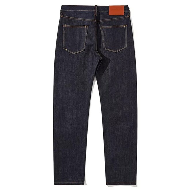 Vintage Heavy Denim Buttons Closure Straight Leg Trouser