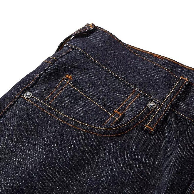 Vintage Heavy Denim Buttons Closure Straight Leg Trouser