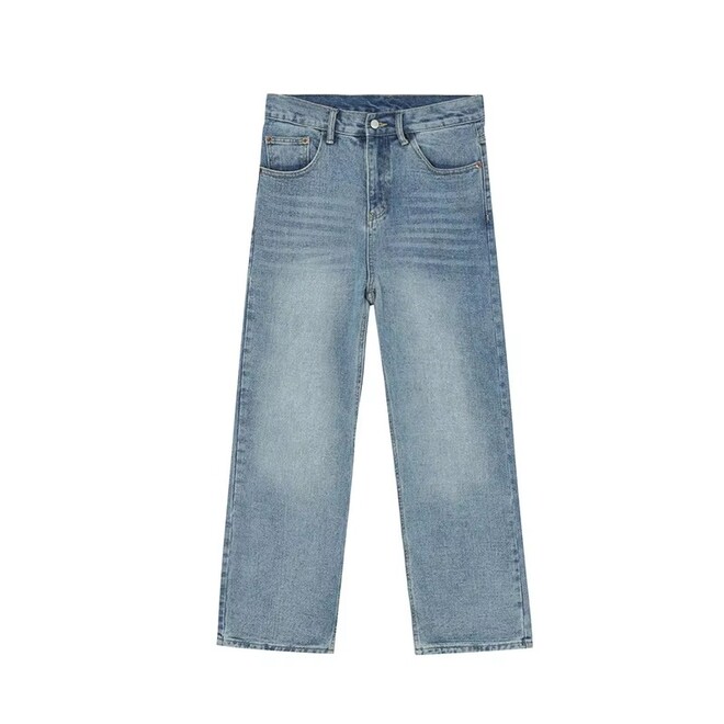 Wholesale 2 Prs of Mens Loose Vintage Style Straight Non Stretch Jeans