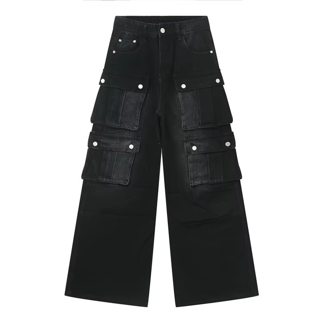 Autumn New Baggy Streetwear Trendy Mens Cargo Wide Leg Jeans