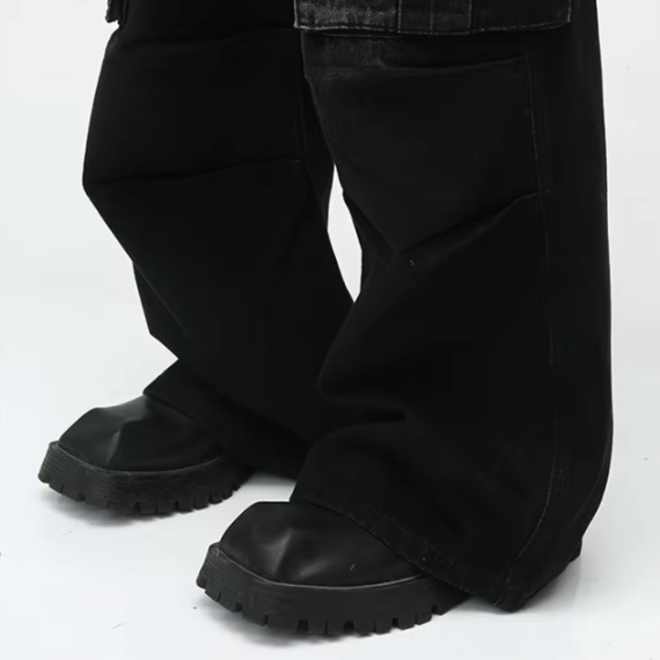 Autumn New Baggy Streetwear Trendy Mens Cargo Wide Leg Jeans