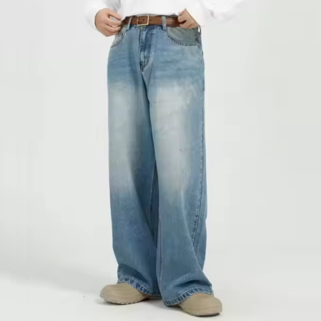 High Waist Distressed Washed Baggy Jeans