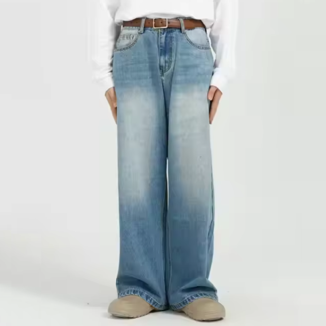 High Waist Distressed Washed Baggy Jeans