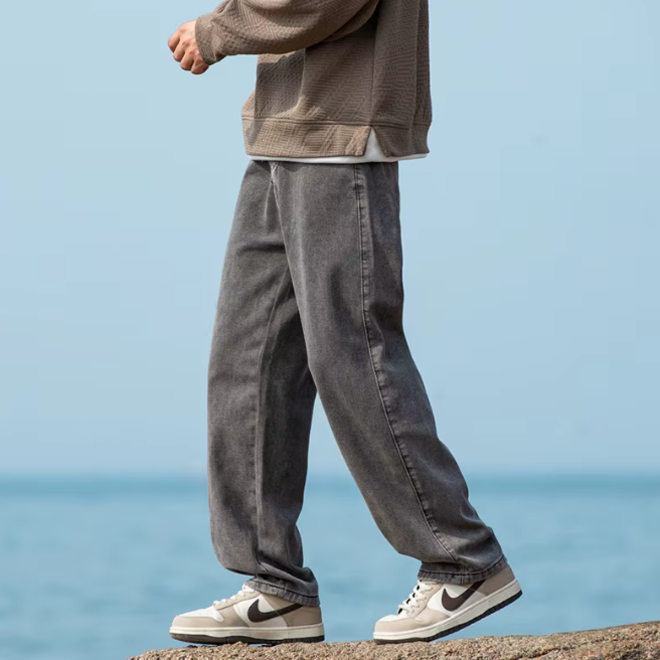 Loose Straight Retro Style Comfortable Casual Jeans