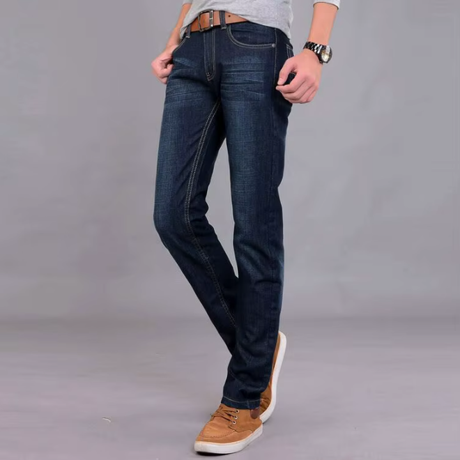 Mens Comfortable Breathable Solid Denim Pants