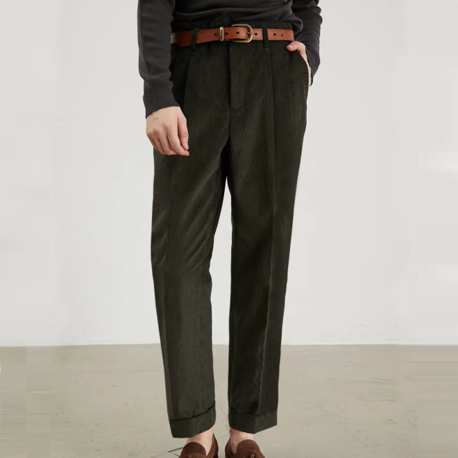 Mens Corduroy Casual Autumn High Waisted Pant