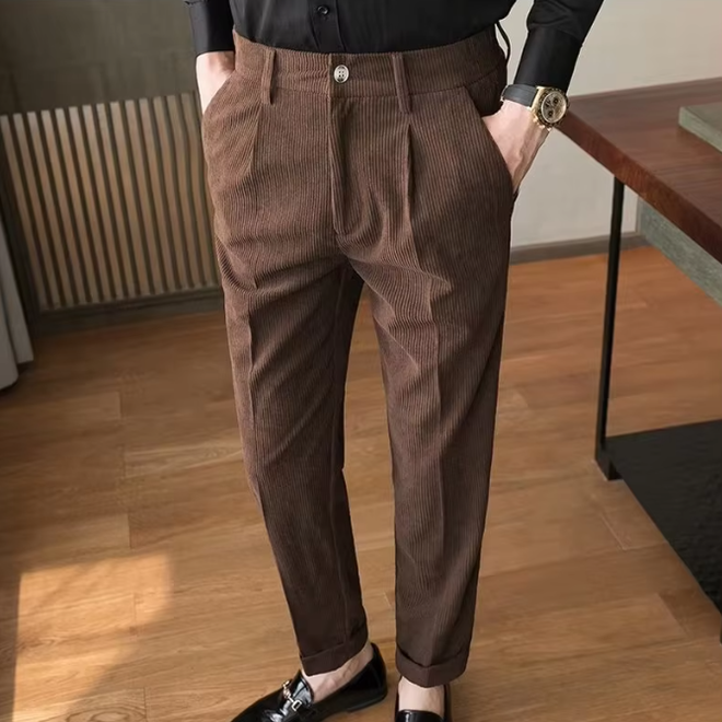 Slim Korean Style Corduroy Suit Pants