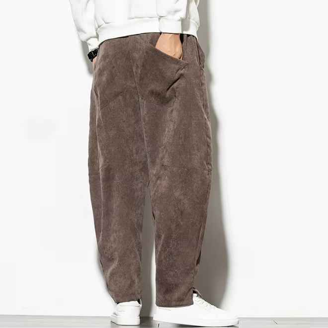 Autumn Mens Corduroy Baggy Wide Leg Sweatpants