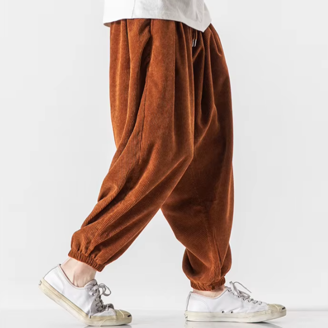 Mens Casual Loose Large Size Corduroy Harlan Pants