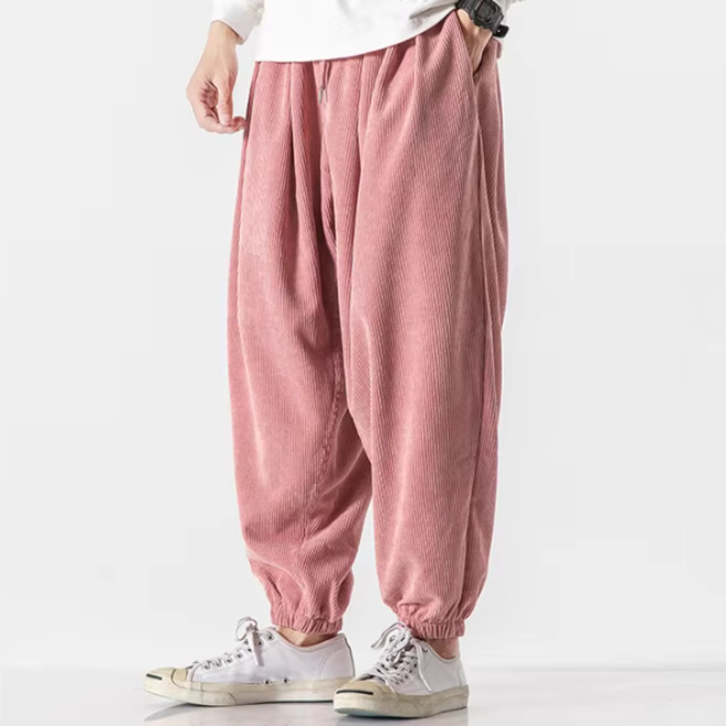 Mens Casual Loose Large Size Corduroy Harlan Pants