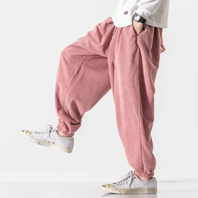 Mens Casual Loose Large Size Corduroy Harlan Pants
