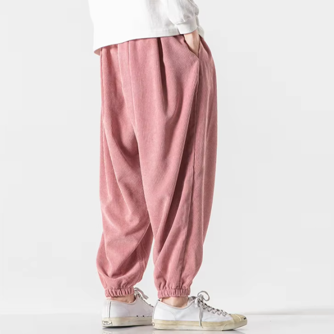 Mens Casual Loose Large Size Corduroy Harlan Pants