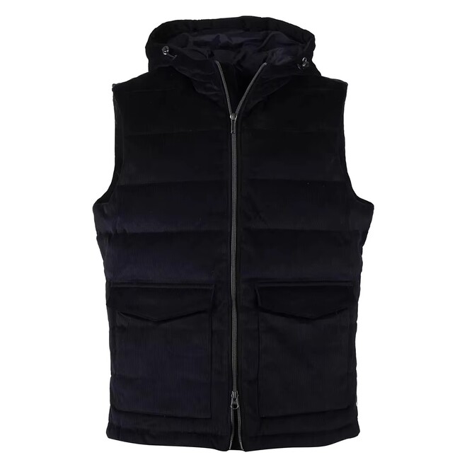 High Quality Hooded Zipper Corduroy Down Vest