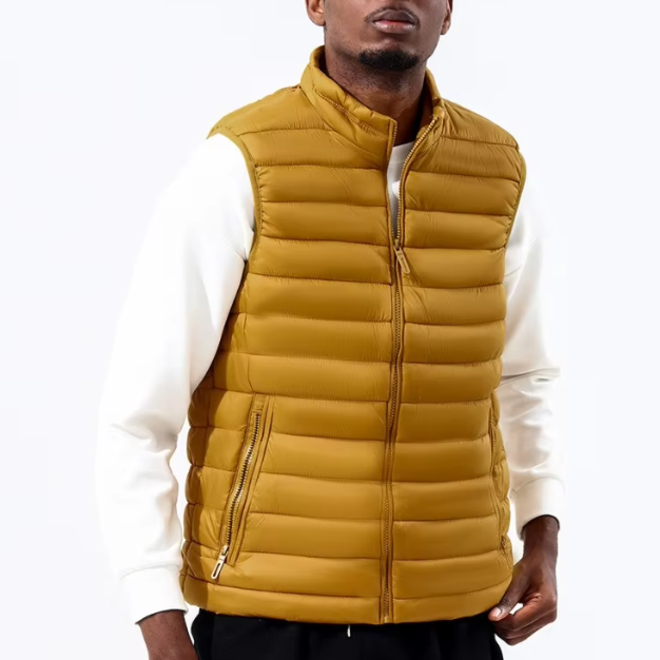 Stand Collar Thermal Lined Sleeveless Puffer Down Vest